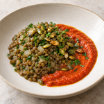 Lentils, Charred Pepper Coulis and Pepita Crunch - Fresh Start 30: A Journey To Better Health Lentils, Charred Pepper Coulis and Pepita Crunch